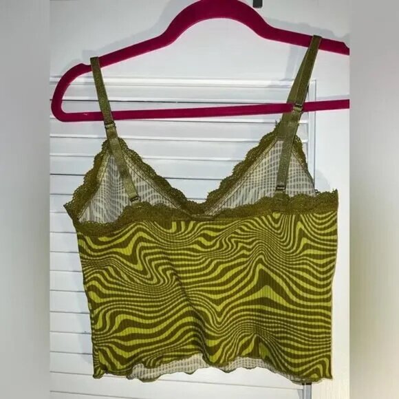 H&M Divided Crop Tank Top Size S Green Zebra Print - Picture 2 of 2